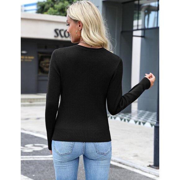 Totatuit Womens Black Long Sleeves Cardigans Knitted Lightweight Zipper Sweater - Picture 5 of 7